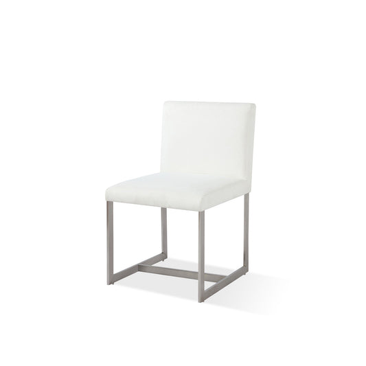 Modus Eliza Upholstered Dining Chair in Pearl and Brushed Stainless Steel