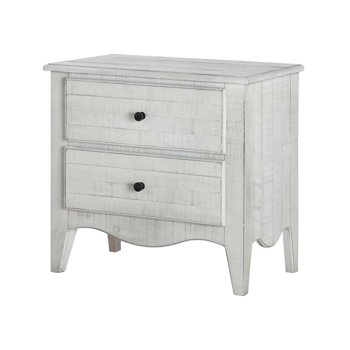 Modus Ella Solid Wood Two Drawer Nightstand in White Wash