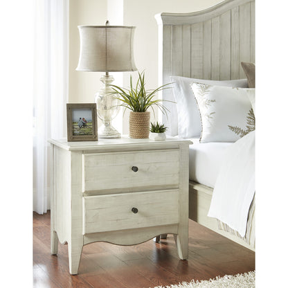 Modus Ella Solid Wood Two Drawer Nightstand in White Wash