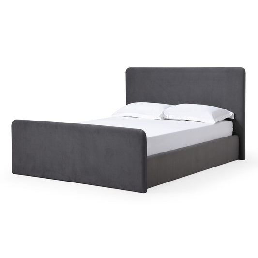 Modus Elora Fully Upholstered Platform Bed in Charcoal Velvet