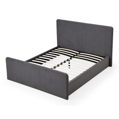 Modus Elora Fully Upholstered Platform Bed in Charcoal Velvet
