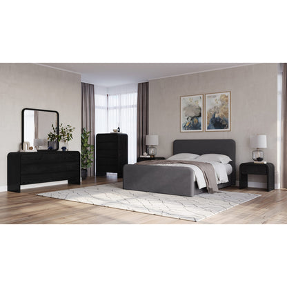 Modus Elora Fully Upholstered Platform Bed in Charcoal Velvet