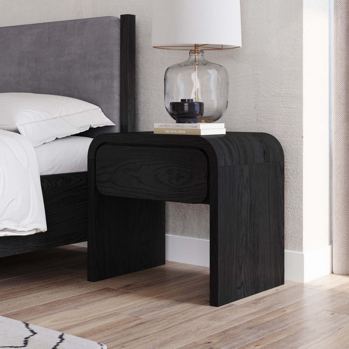 Modus Elora One Drawer Nightstand in Jet Black Ash