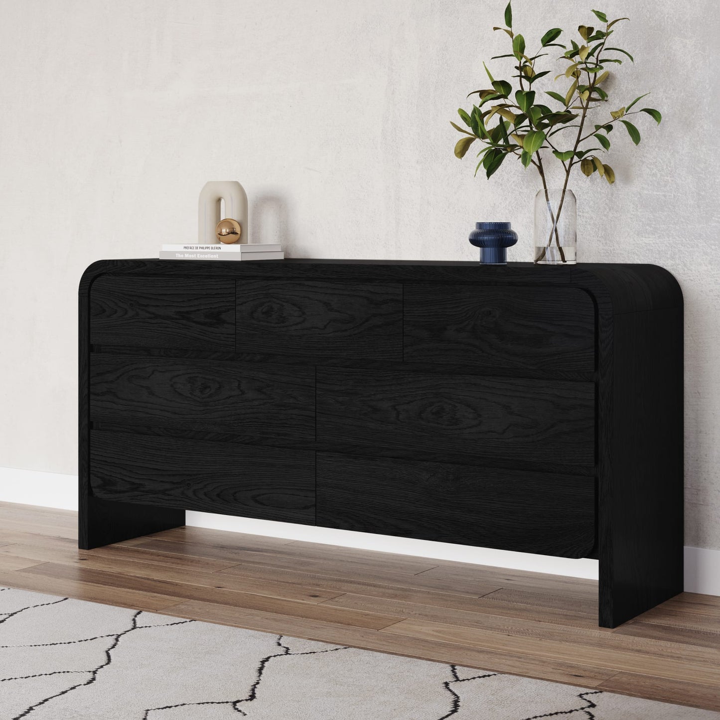 Modus Elora Seven Drawer Dresser in Jet Black Ash