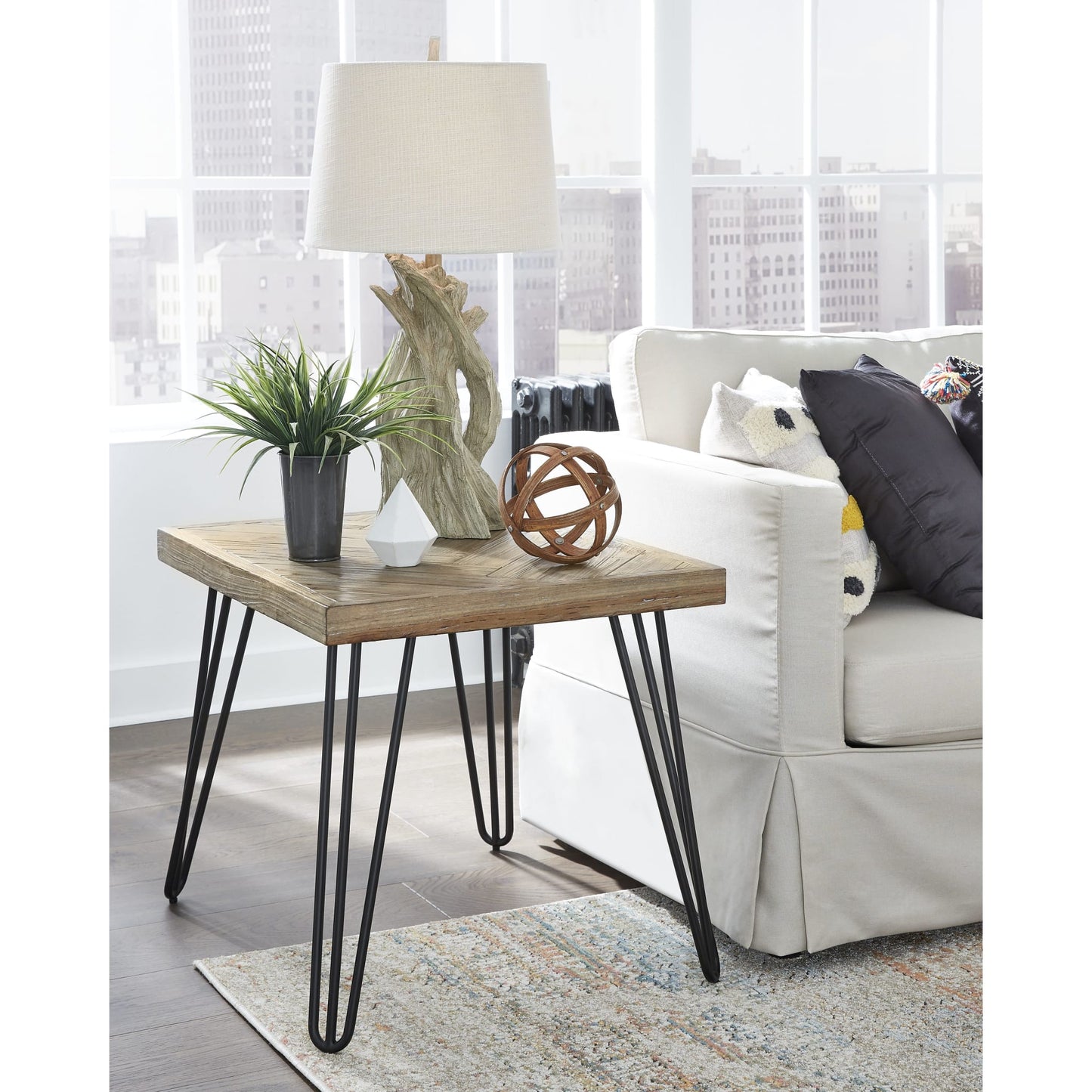 Modus Everson Solid Fir End Table in Sand Dollar