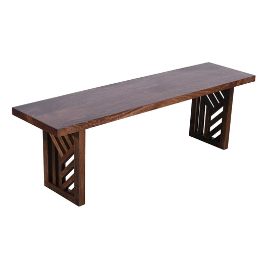 Modus Fevano Solid Wood Dining Bench in Smoked Brown