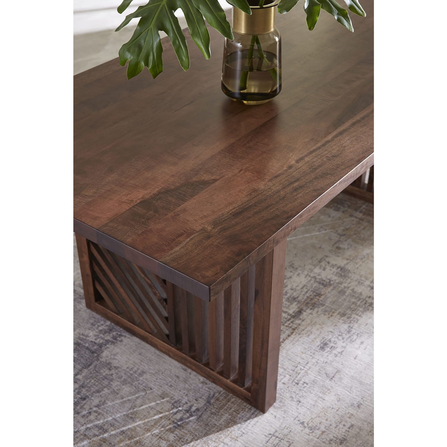 Modus Fevano Solid Wood Rectangular Dining Table in Smoked Brown
