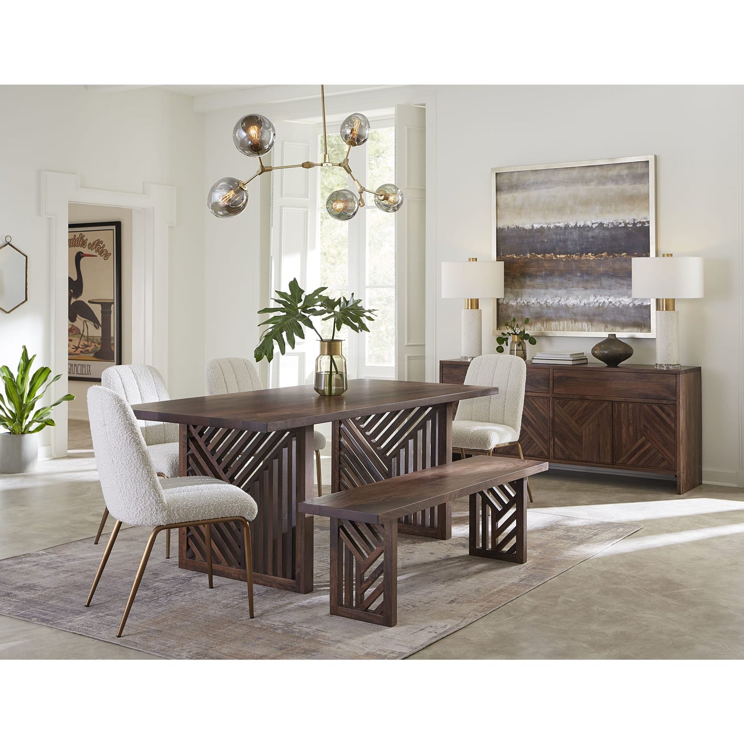 Modus Fevano Solid Wood Rectangular Dining Table in Smoked Brown