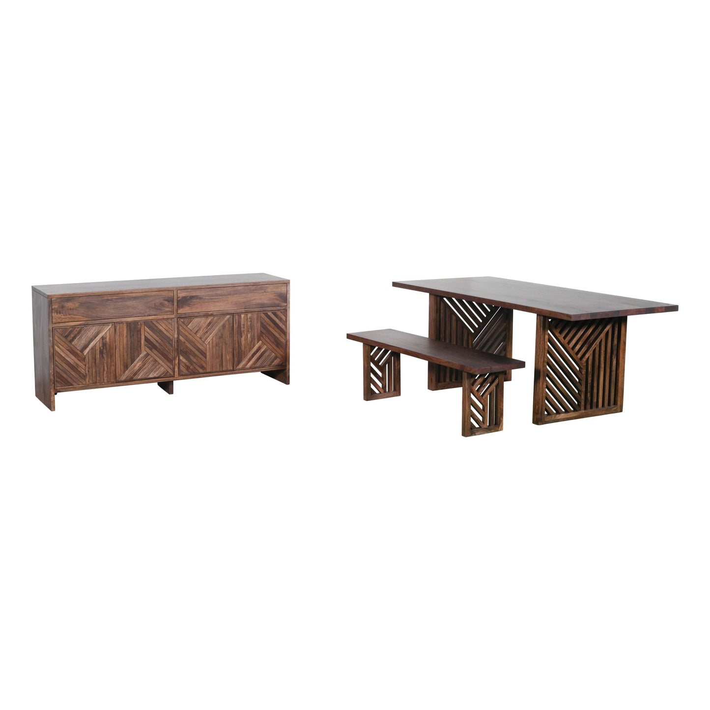 Modus Fevano Solid Wood Rectangular Dining Table in Smoked Brown