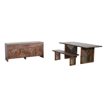 Modus Fevano Solid Wood Rectangular Dining Table in Smoked Brown