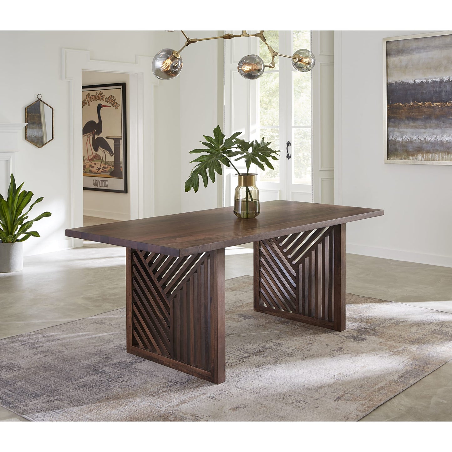 Modus Fevano Solid Wood Rectangular Dining Table in Smoked Brown