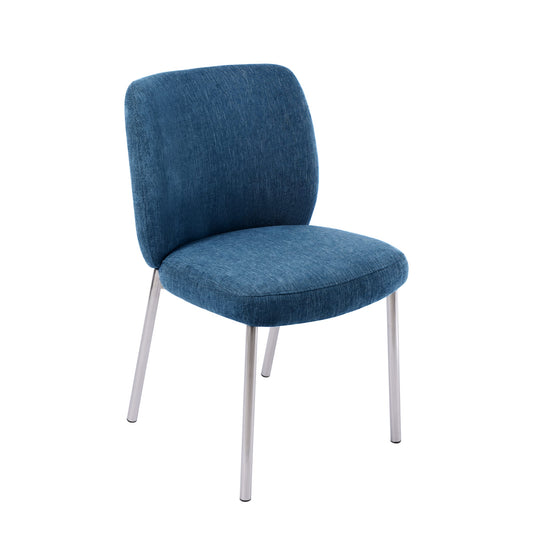 Modus Fomo Chenille-upholstered Stainless Steel Base Dining Chair in Azure