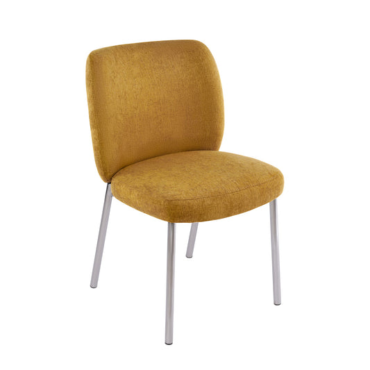 Modus Fomo Chenille-upholstered Stainless Steel Base Dining Chair in Pineapple