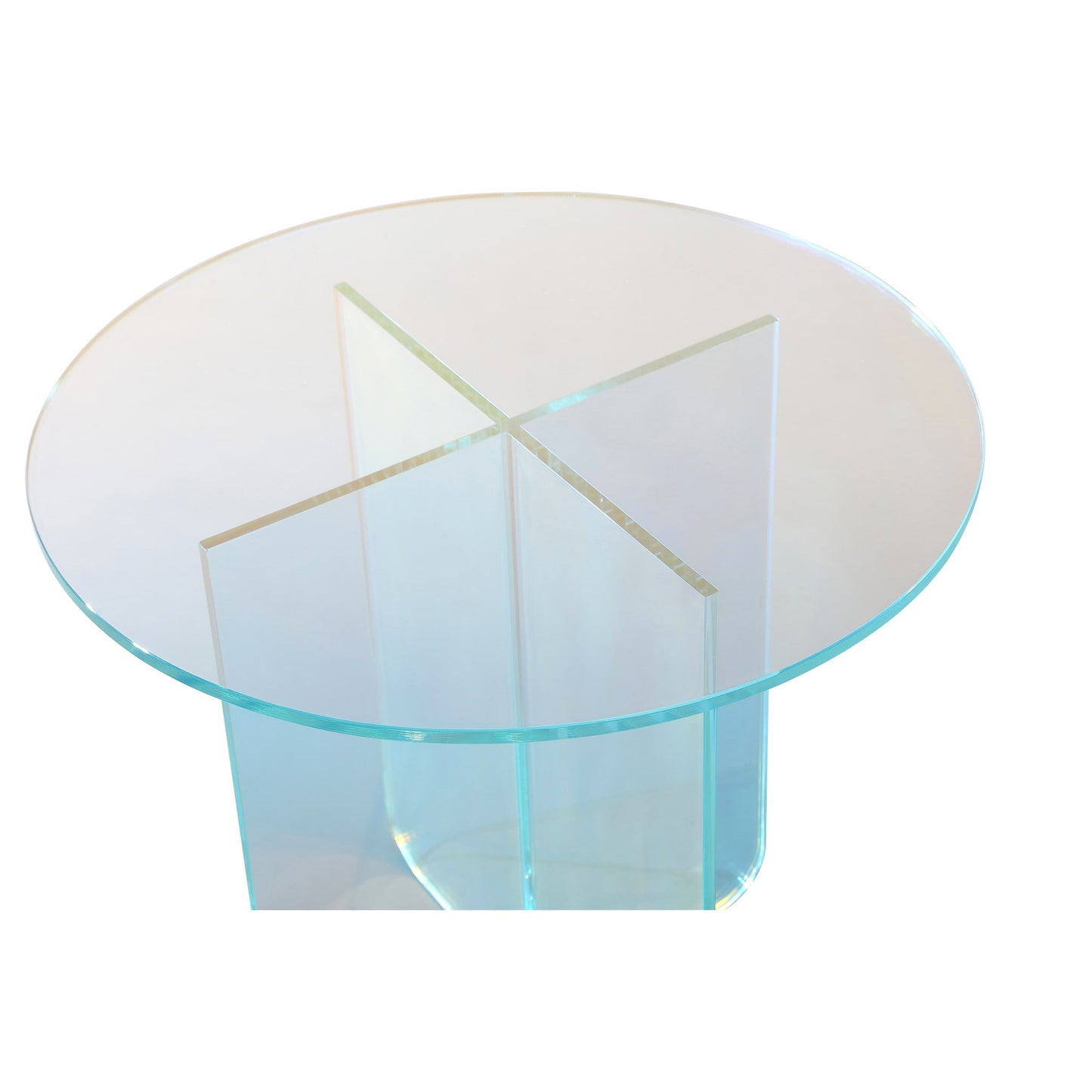 Modus Fomo Large End Table in Iridescent Glass