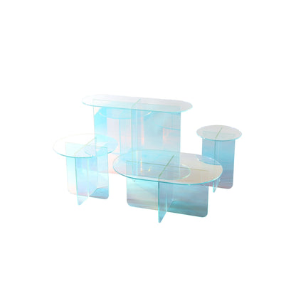 Modus Fomo Large End Table in Iridescent Glass