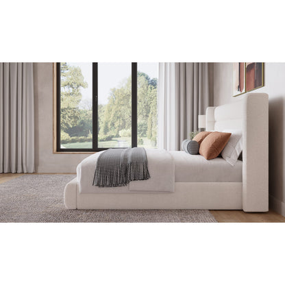 Modus Frank Upholstered Wingback Platform Bed in Cottage Cheese Boucle
