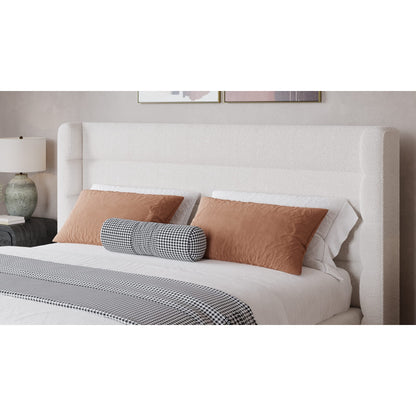 Modus Frank Upholstered Wingback Platform Bed in Cottage Cheese Boucle