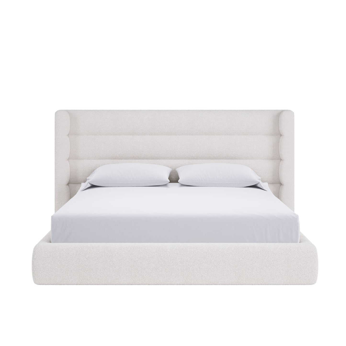 Modus Frank Upholstered Wingback Platform Bed in Cottage Cheese Boucle