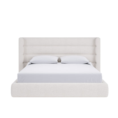 Modus Frank Upholstered Wingback Platform Bed in Cottage Cheese Boucle