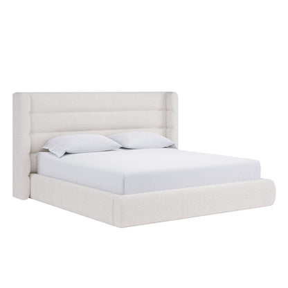Modus Frank Upholstered Wingback Platform Bed in Cottage Cheese Boucle