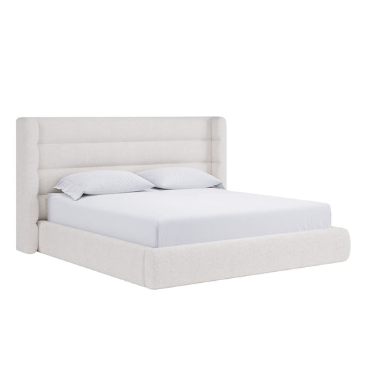 Modus Frank Upholstered Wingback Platform Bed in Cottage Cheese Boucle