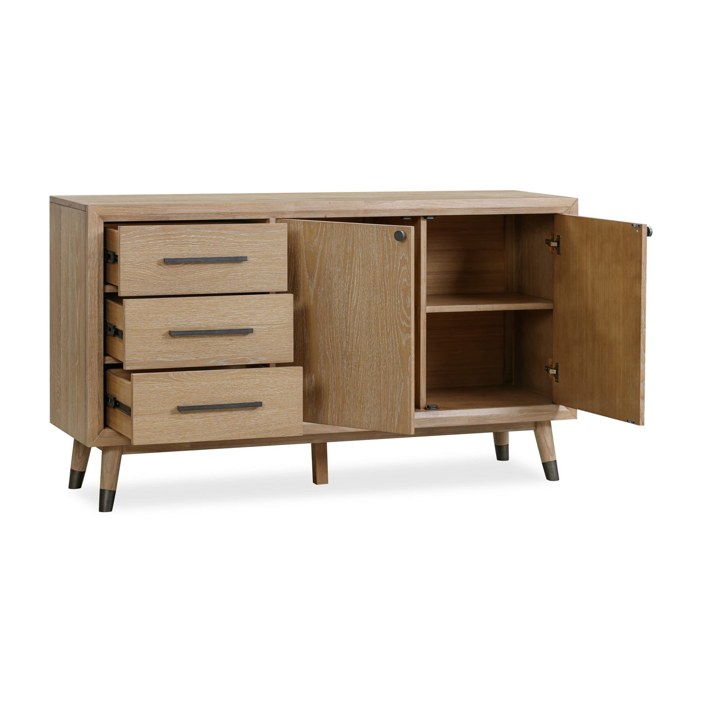 Modus Franklin Three Drawer Two Door White Oak Sideboard in Au Natural