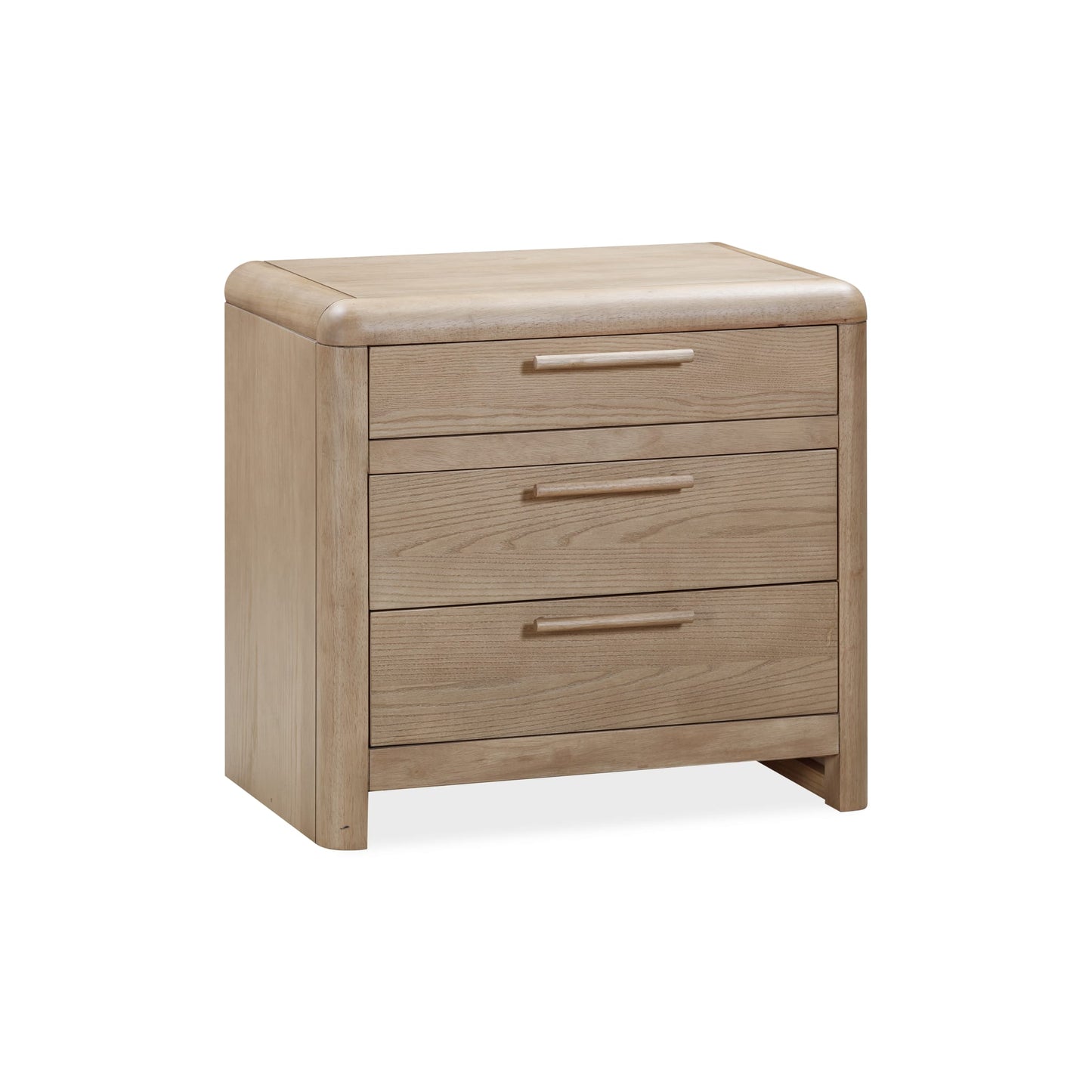 Modus Furano Three Drawer Ash Wood Nightstand in Ginger