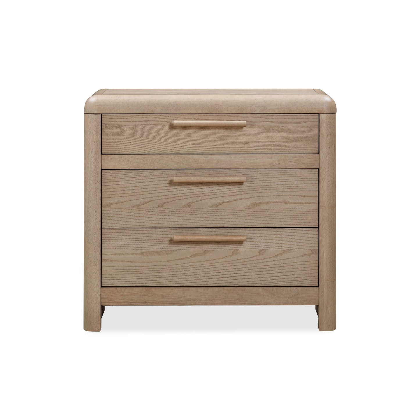 Modus Furano Three Drawer Ash Wood Nightstand in Ginger