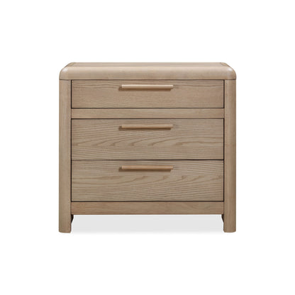 Modus Furano Three Drawer Ash Wood Nightstand in Ginger