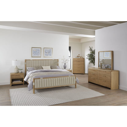 Modus Furano Upholstered Panel Bed in Ginger and Brun Boucle
