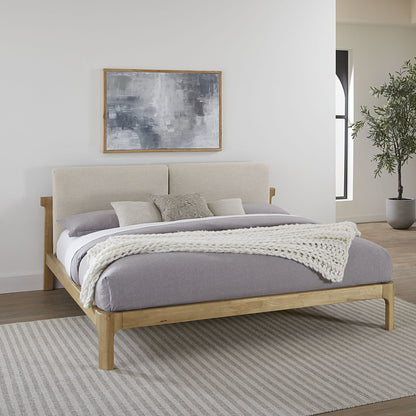 Modus Furano Upholstered Two Cushion Platform Bed in Ginger and Natural Linen