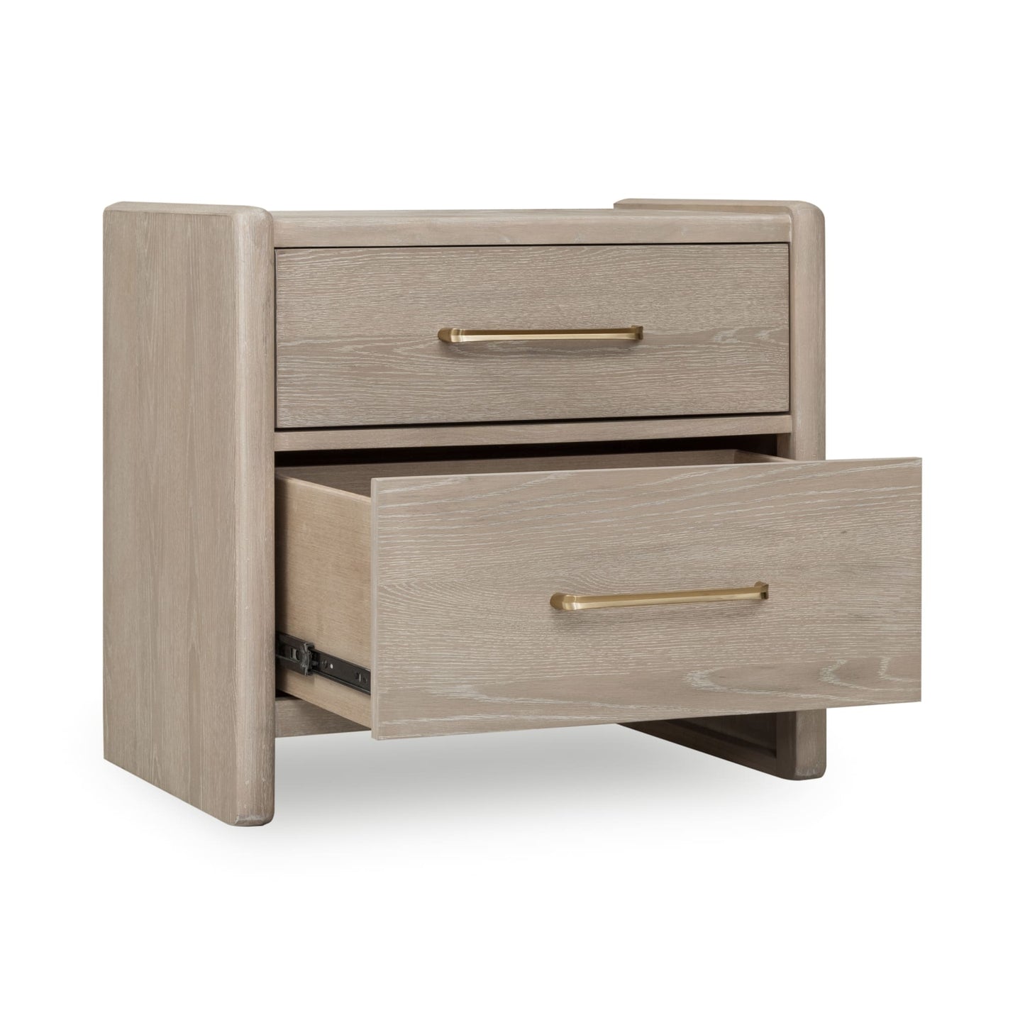 Modus Gardenia 2 Drawer Oak Wood Nightstand in Chai