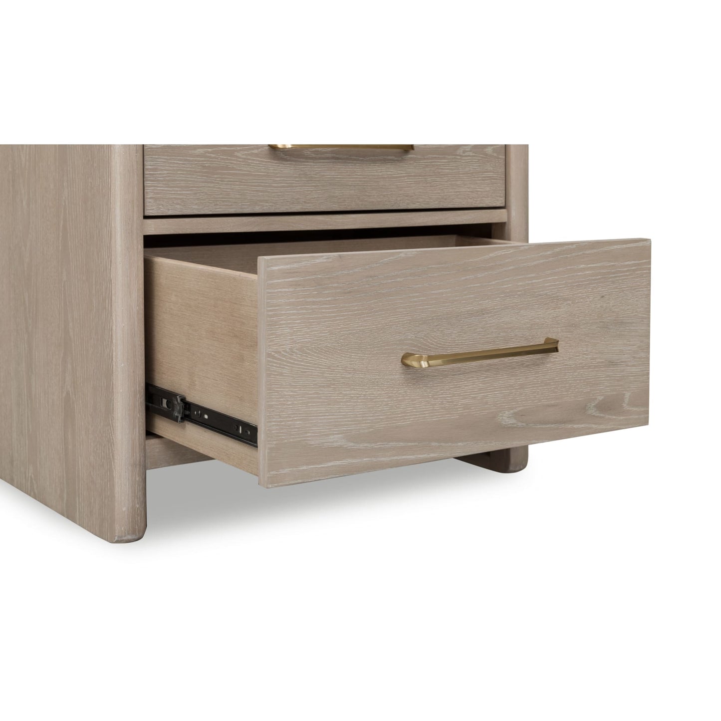 Modus Gardenia 2 Drawer Oak Wood Nightstand in Chai