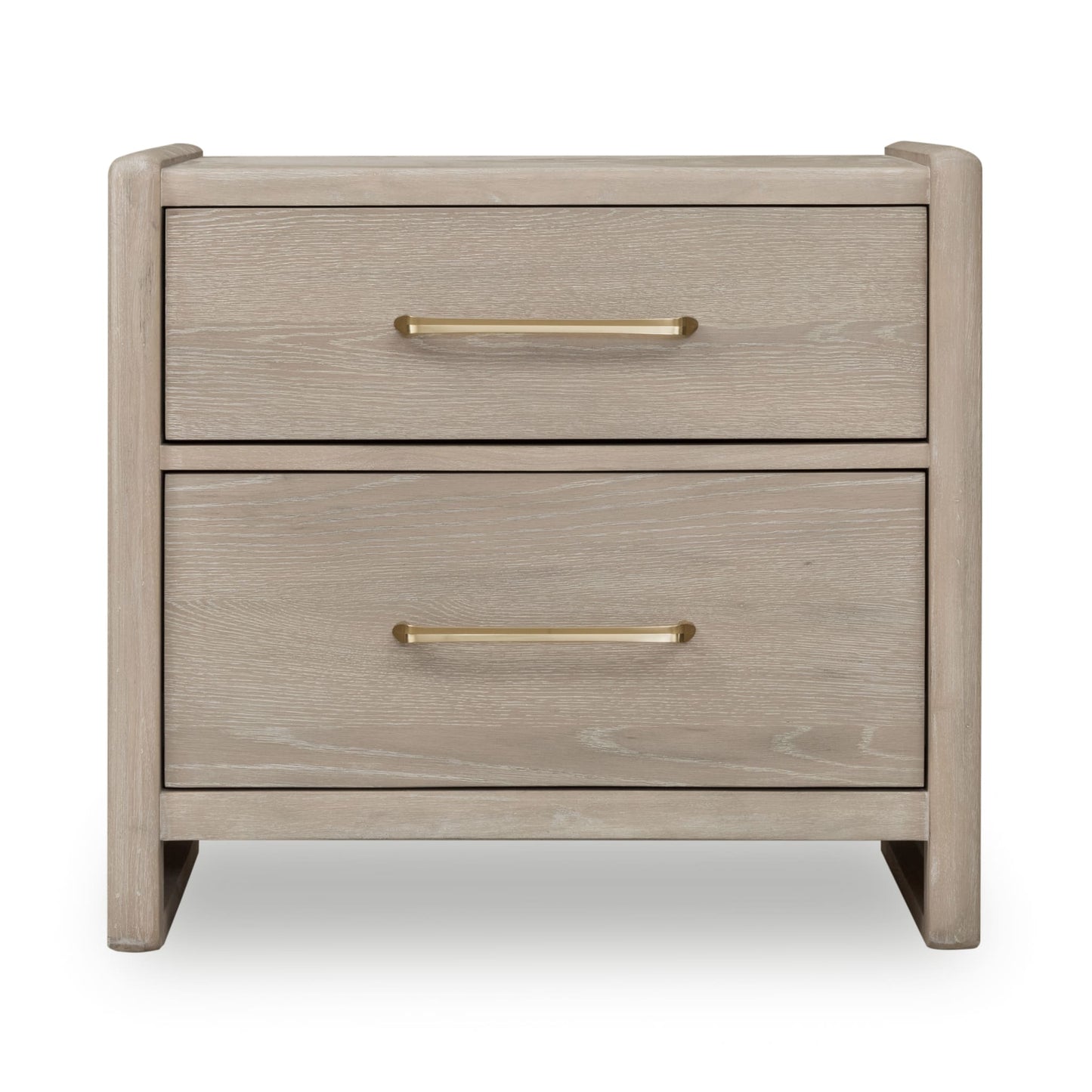 Modus Gardenia 2 Drawer Oak Wood Nightstand in Chai