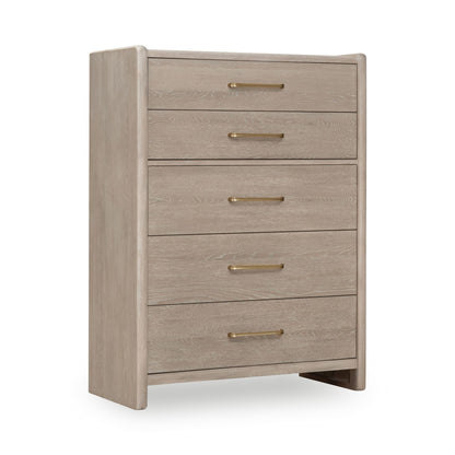 Modus Modus Modus Gardenia Five Drawer Oak Wood Chest in Chai