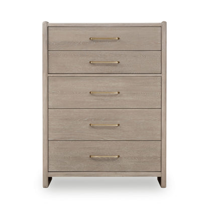 Modus Modus Modus Gardenia Five Drawer Oak Wood Chest in Chai