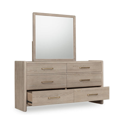 Modus Gardenia Six Drawer Oak Wood Dresser in Chai