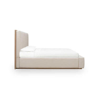 Modus Gardenia Wood Frame Upholstered Platform Bed in Cotton and Chai