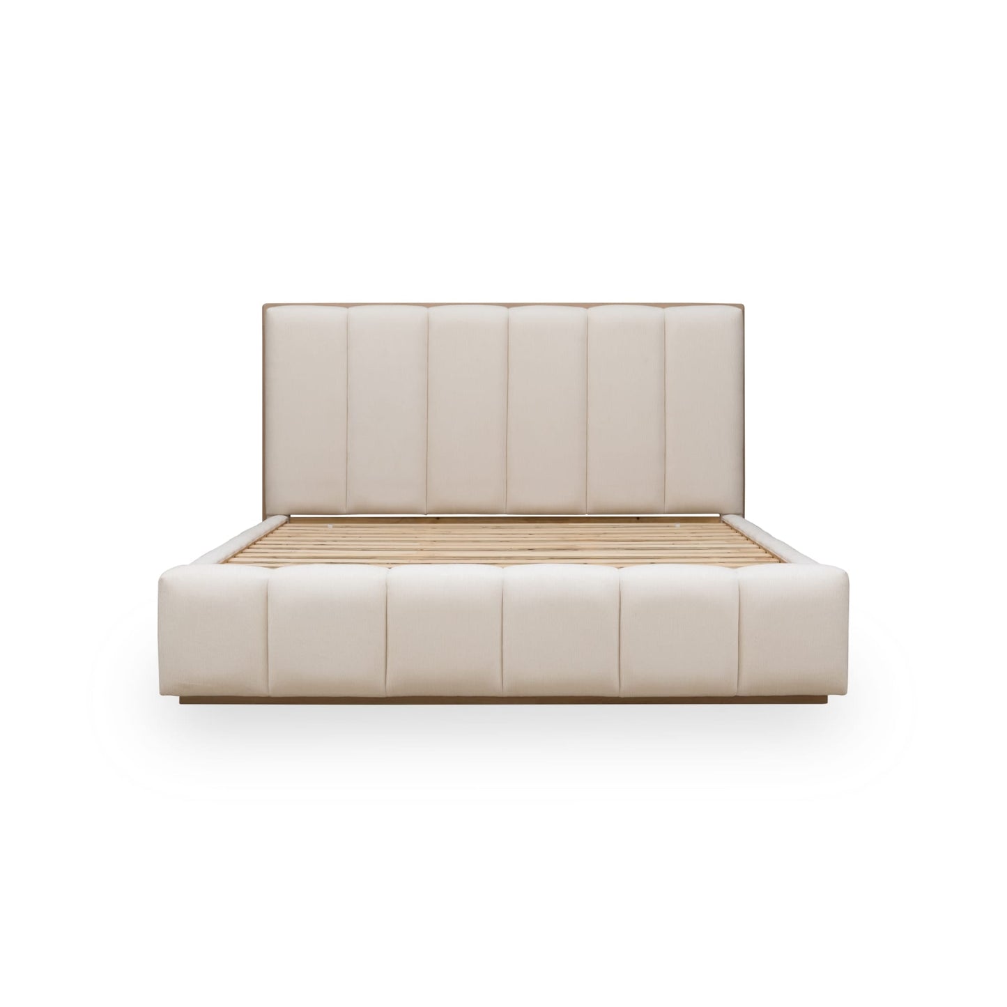 Modus Gardenia Wood Frame Upholstered Platform Bed in Cotton and Chai