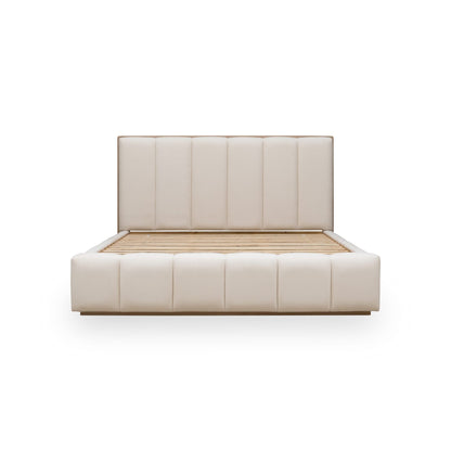 Modus Gardenia Wood Frame Upholstered Platform Bed in Cotton and Chai