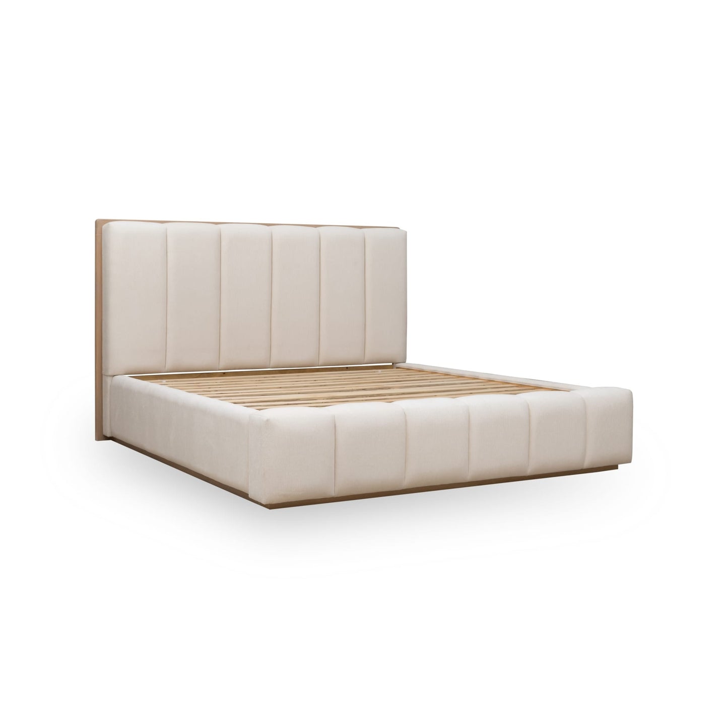Modus Gardenia Wood Frame Upholstered Platform Bed in Cotton and Chai