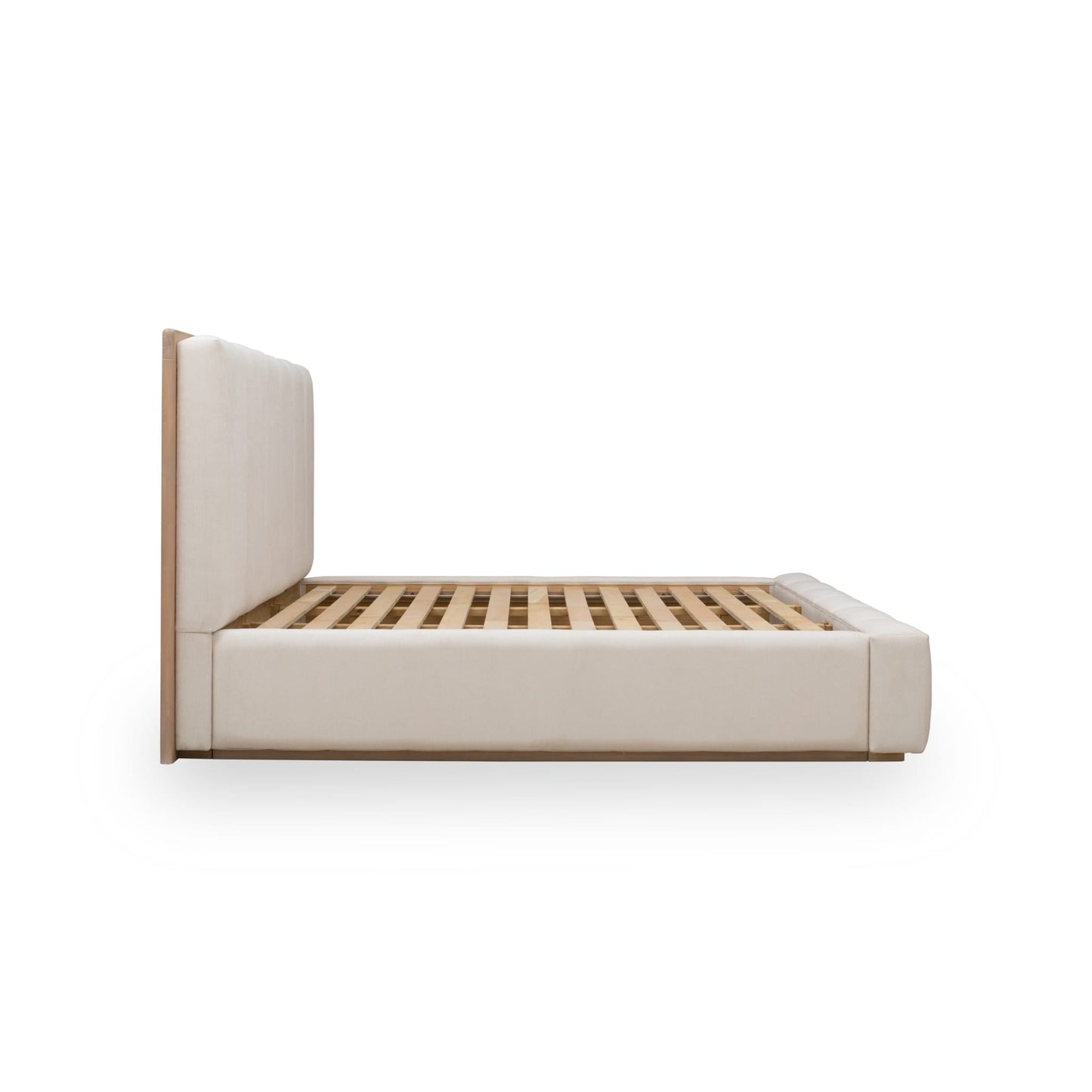 Modus Gardenia Wood Frame Upholstered Platform Bed in Cotton and Chai