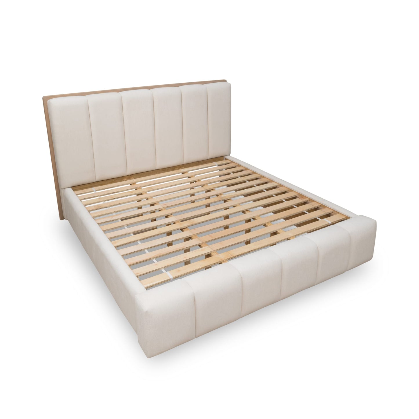 Modus Gardenia Wood Frame Upholstered Platform Bed in Cotton and Chai