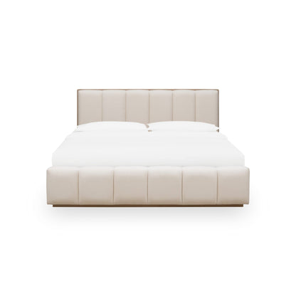 Modus Gardenia Wood Frame Upholstered Platform Bed in Cotton and Chai