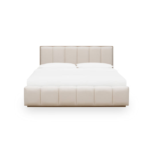 Modus Gardenia Wood Frame Upholstered Platform Bed in Cotton and Chai