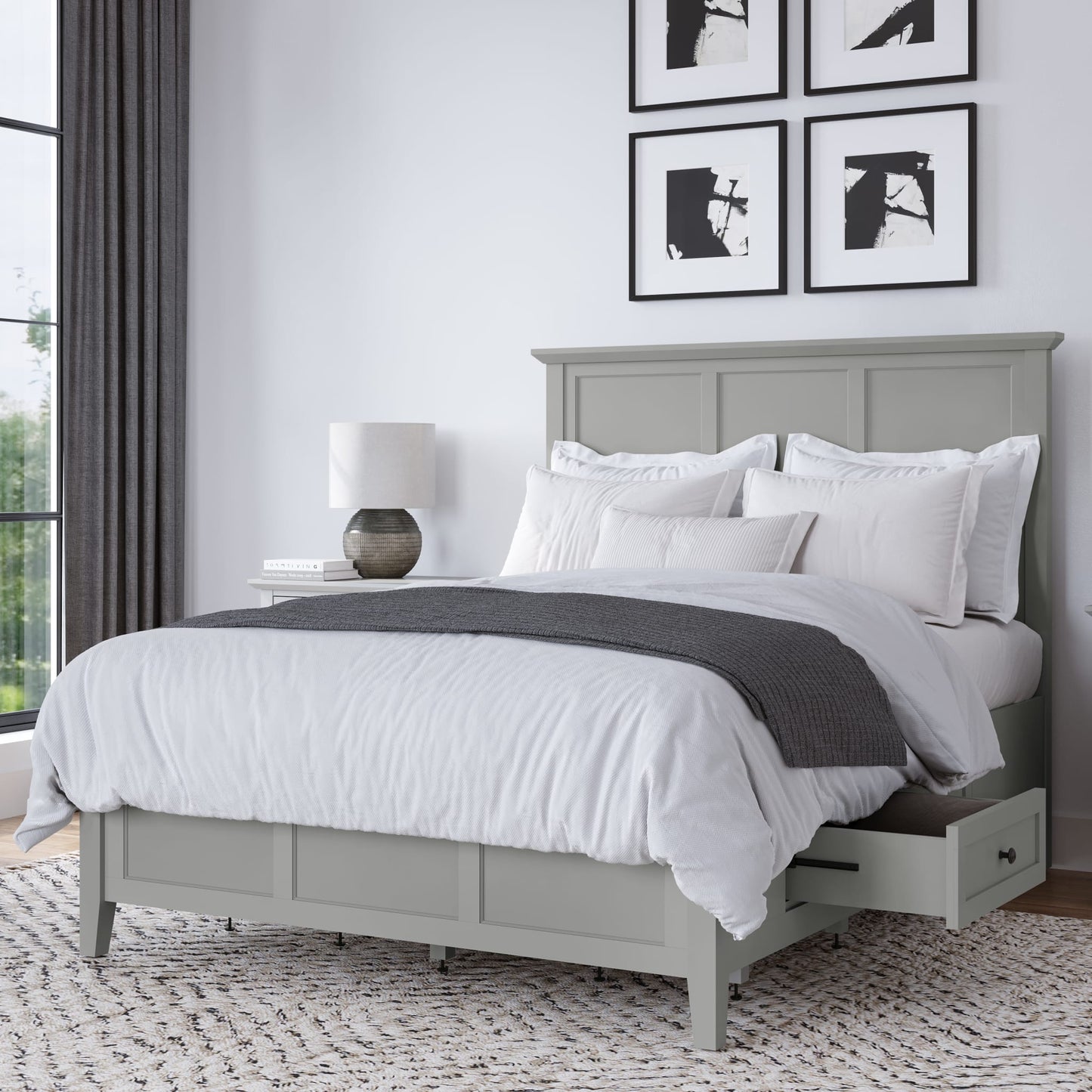 Modus Grace Four Drawer Platform Storage Bed in Elephant Gray