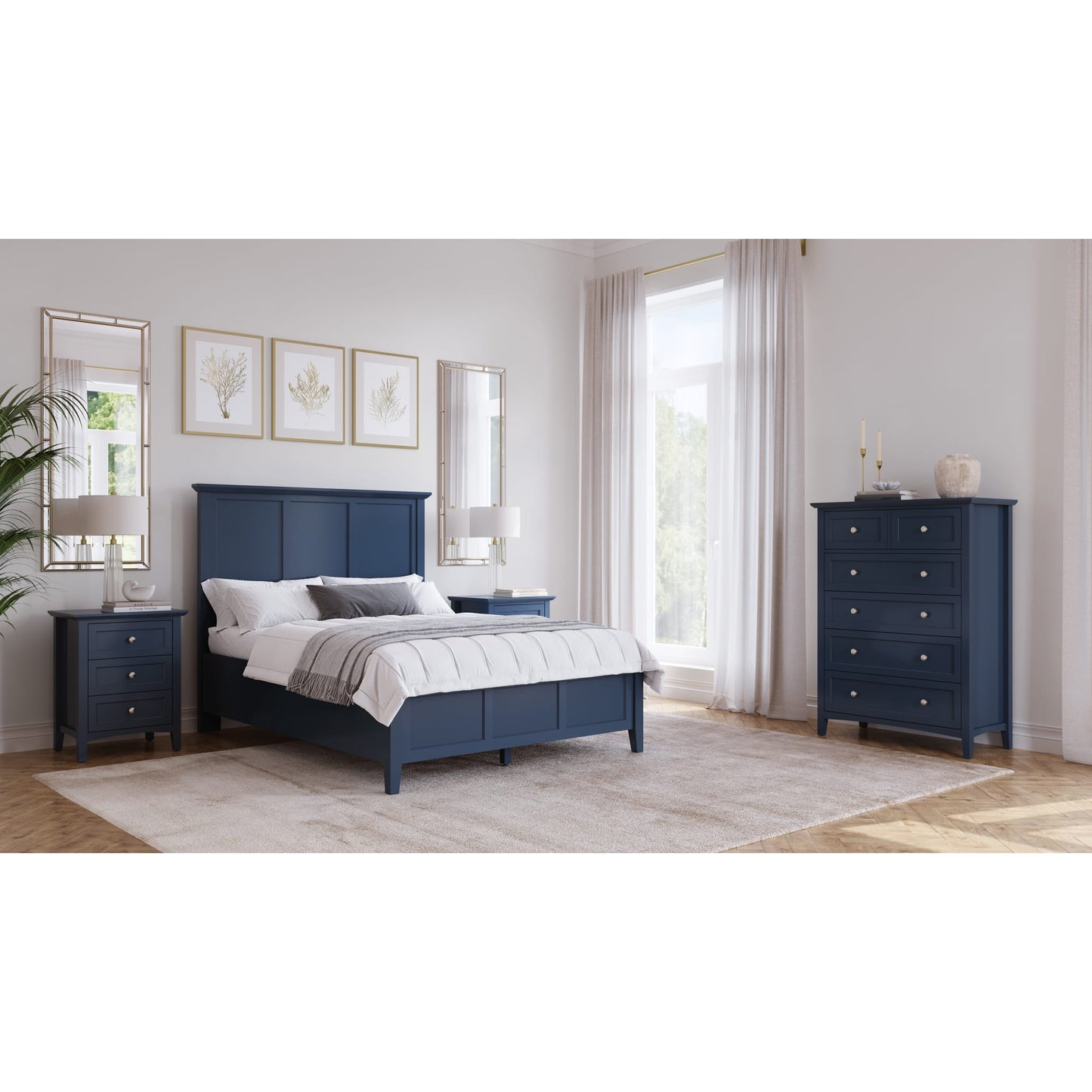 Modus Grace Three Drawer Nightstand in Blueberry