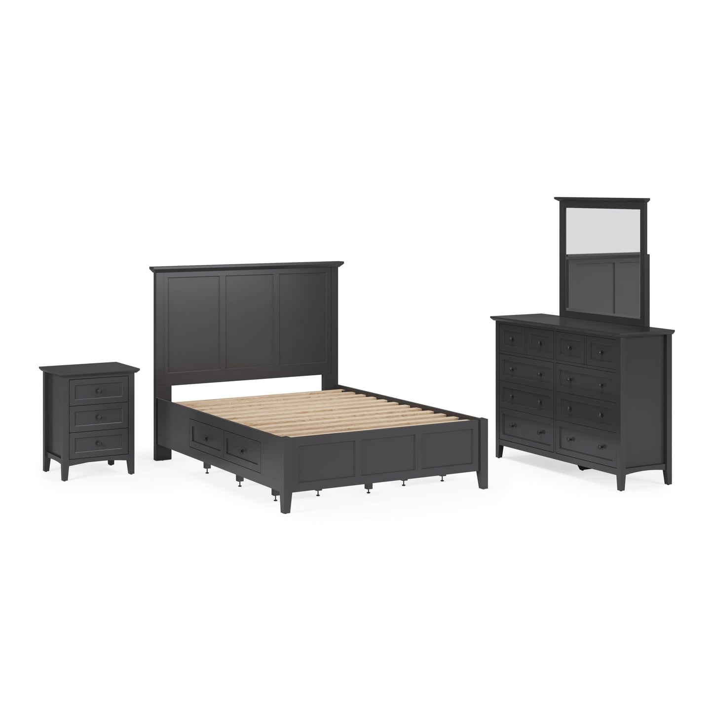 Modus Grace Three Drawer Nightstand in Raven Black