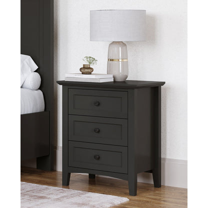 Modus Grace Three Drawer Nightstand in Raven Black