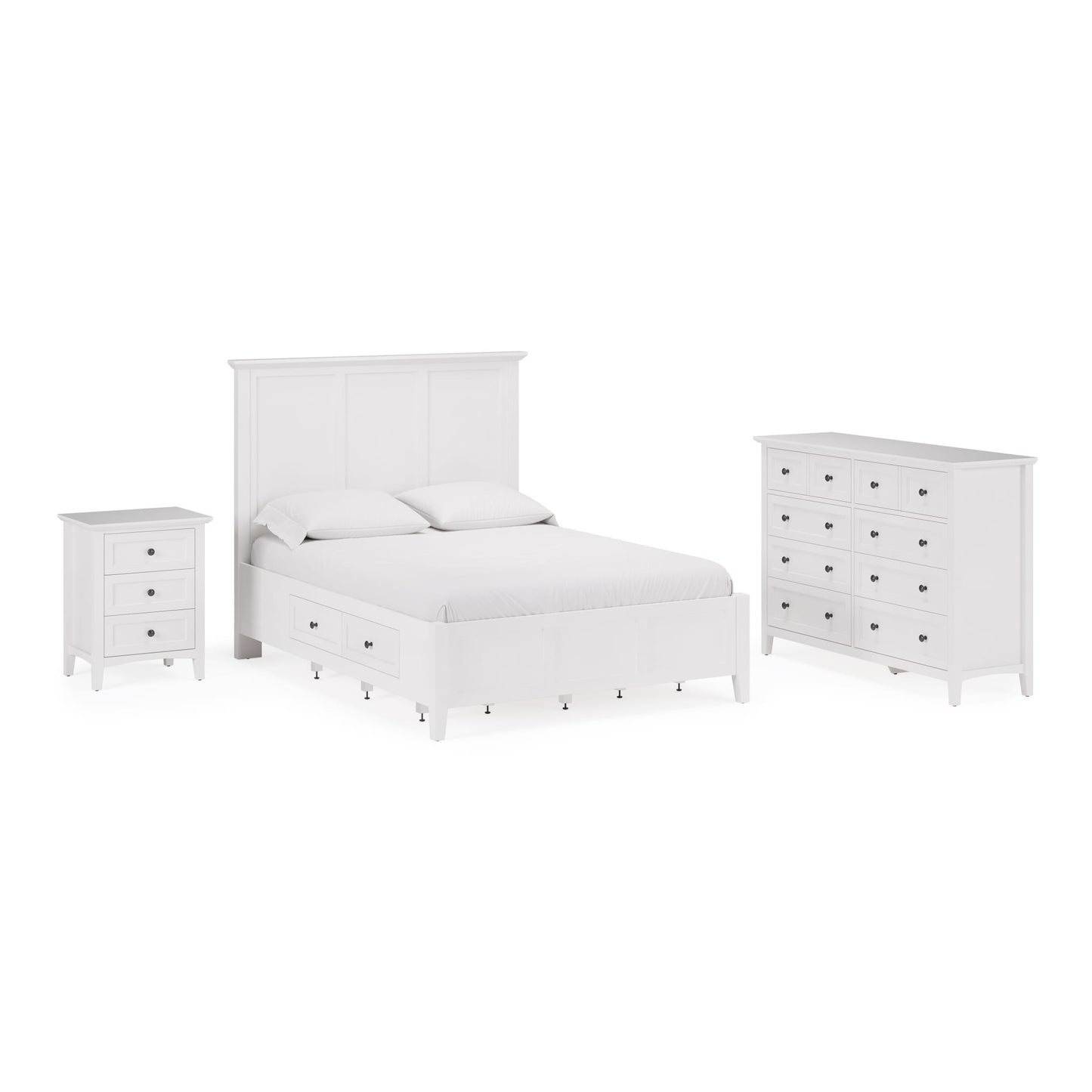 Modus Grace Three Drawer Nightstand in Snowfall White